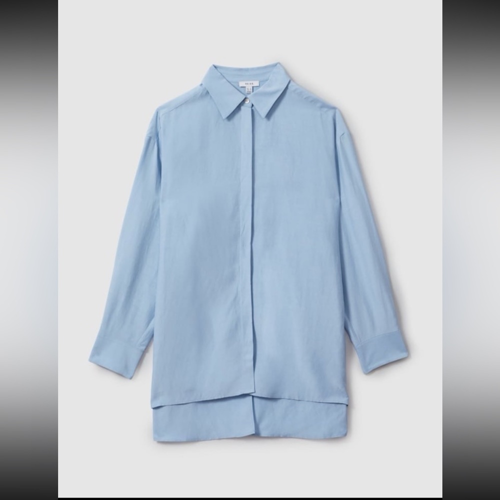 Reiss oversized button-down shirt in sky blue size 8